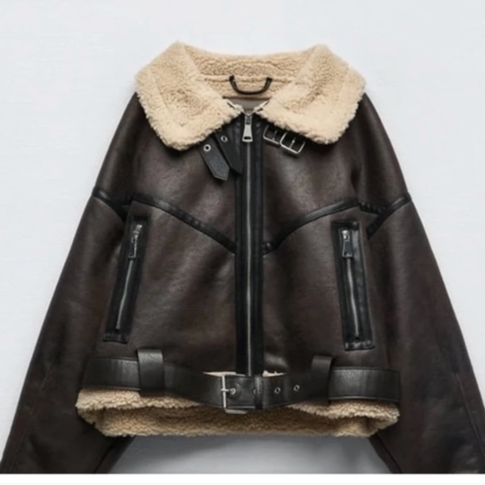 Zara sterling cropped moto jacket